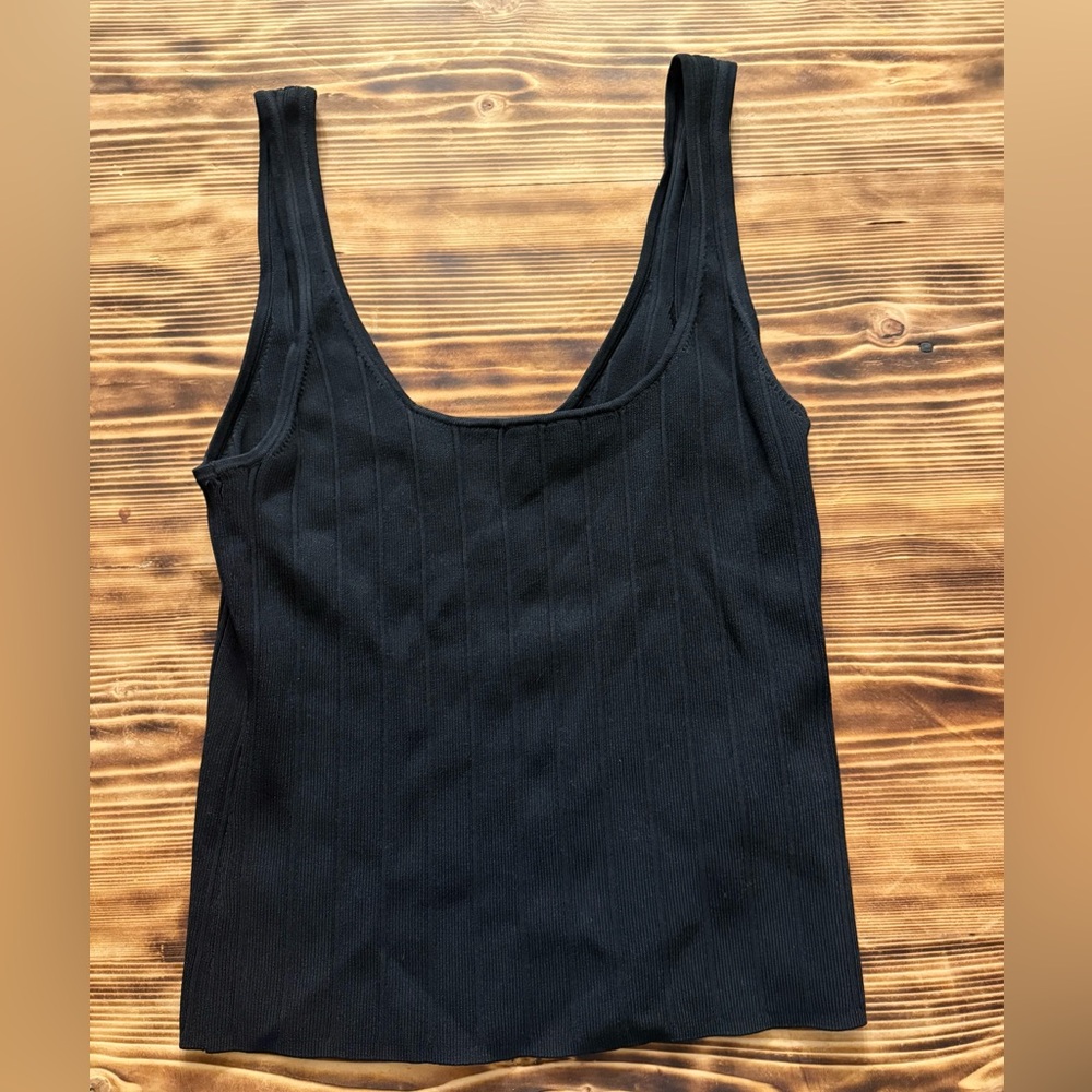 J. Crew Black Ribbed Tank Medium